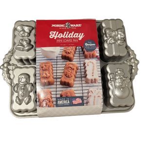 Nordic Ware Holiday Collection Silver Bakeware Mini Cake Pan 6 Cups‎